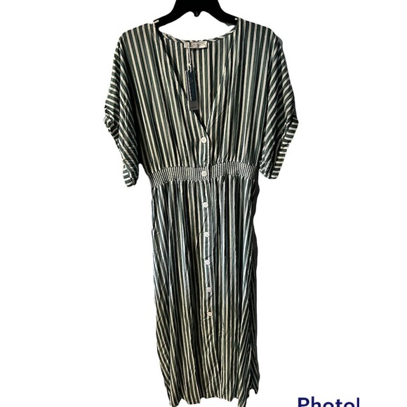 Cupshe Maxi Dress Womens Sz Small Swim Cover Up Side Slits nautical longline New - Picture 1 of 8
